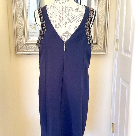 Lilly Pulitzer Largo Shift Dress True Navy Beaded Gold Cocktail Sz 12 - $268 - Picture 4 of 16